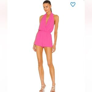 superdown emma halter romper in hot pink NWT